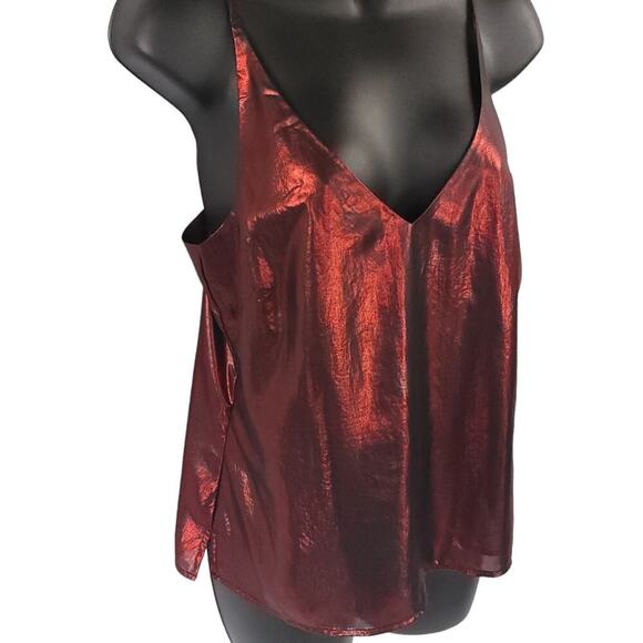 L'agence Foiled Shimmer Tank Top Holiday Red - Picture 2 of 11